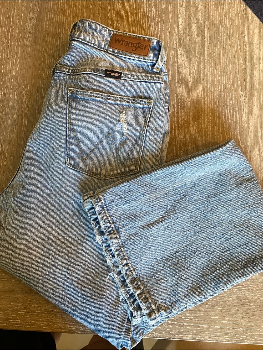 Wrangler Women’s Light Distressed Bold Boot Jeans
